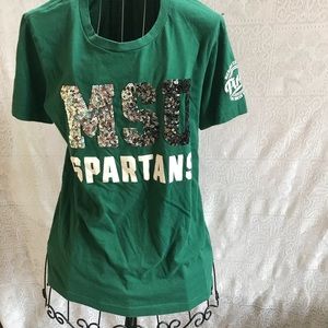Victoria Secret Michigan State Short Sleeved Green Tee